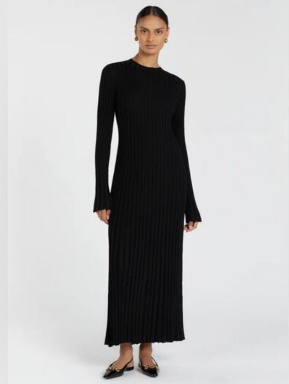 DISSH ADA RIBBED MIDI DRESS IN BLACK